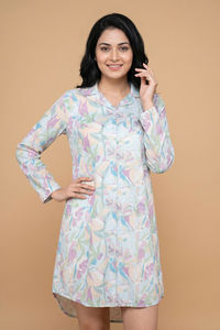 Zivame Woven Loungewear Dress - Ice Water — thumbnail 5